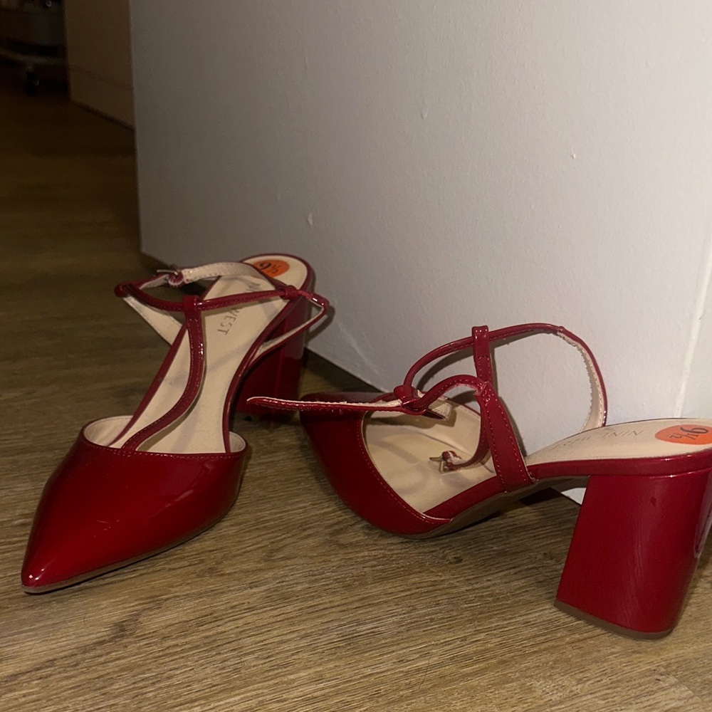 Nine West Red Block Heel Sandals